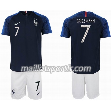Maillot de Foot France GRIEZMANN 7 2 star Enfant Domicile Coupe du monde 2018